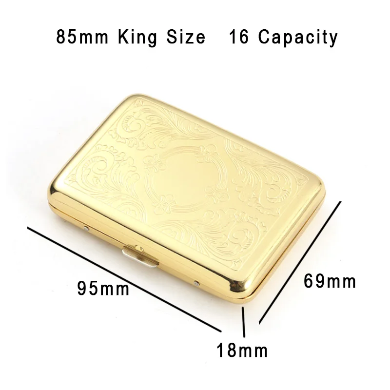 Unique Metal Mirror Cigarette Case Gold Retro Portable Pocket Cigaret Pack 16 Cigarette Boxes Man Smoker Gift