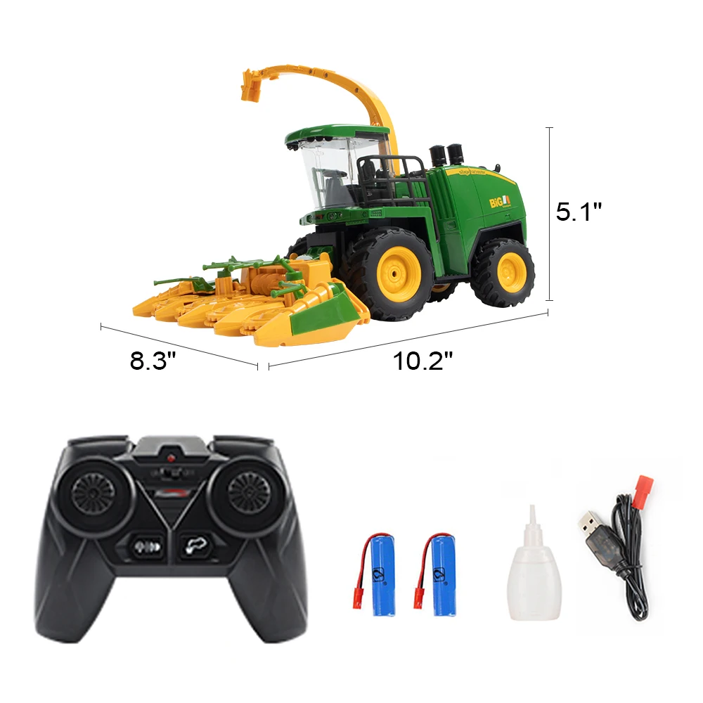 Remote Control Combine Harvester Tractor 2.4Ghz Farm Vehicle Toy with Light Steam Spray for Kids Chiristmas Birthday Gift