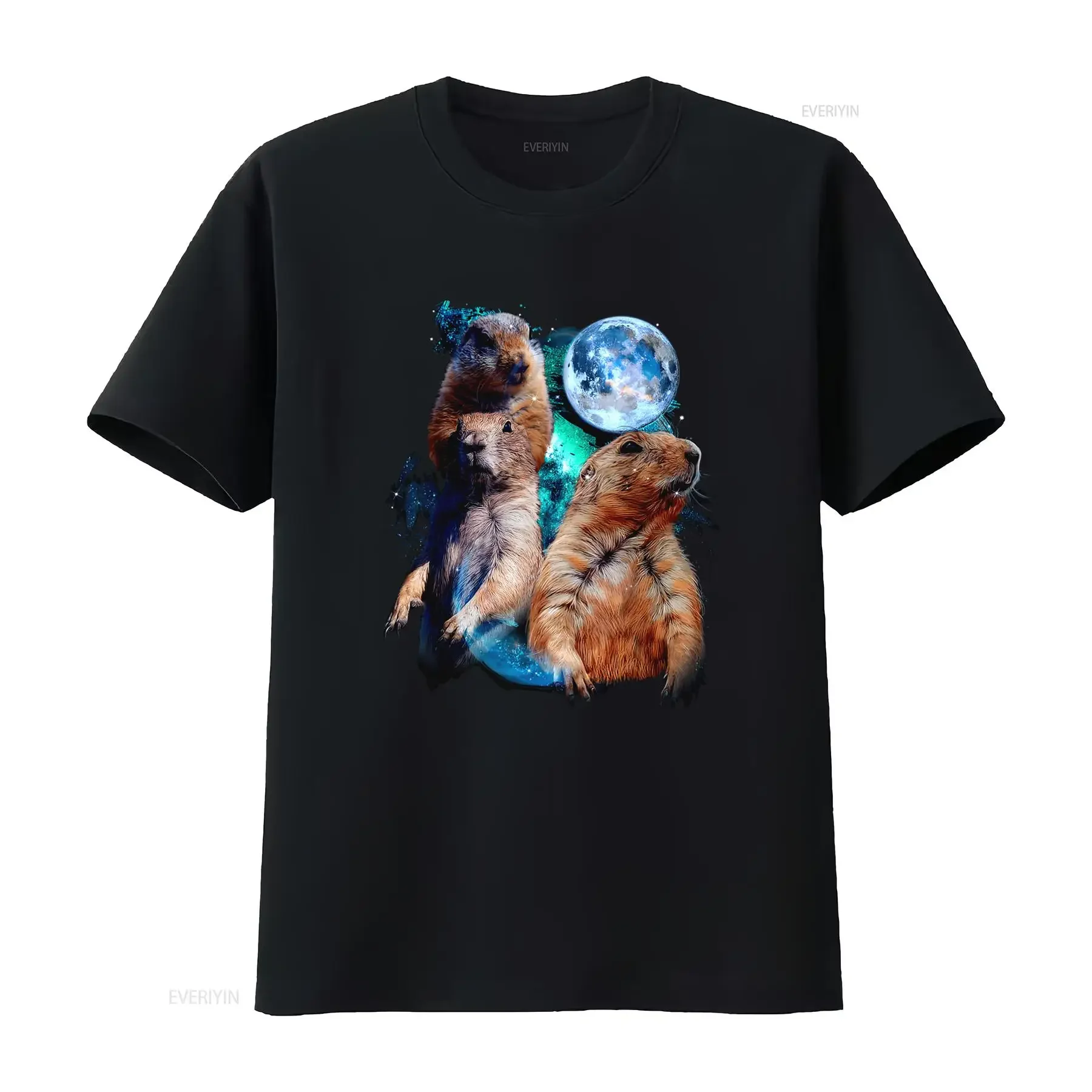 Unique 3 Moon Prairie Dog Art T Shirt Perfect for Rodent Squirrel Puppy Lovers vintage Washed Unisex designer clothes Stylish