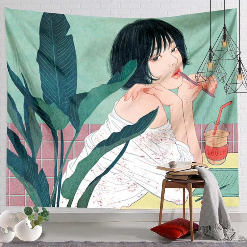 Ashou ZIPCY Touch Tapestry Wall Hanging Decor Art Anime Decoration  Wall Tapestry Girl Bedroom Home Korea Room Decor Wall Tapet