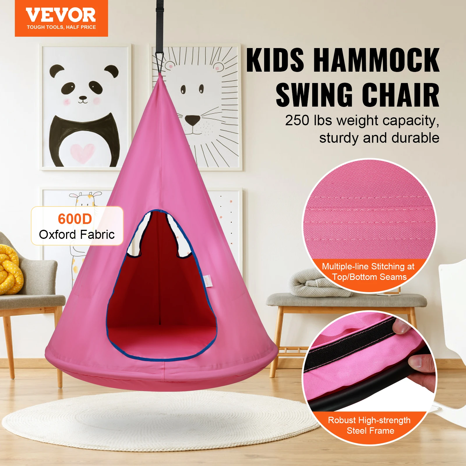 VEVOR Kids Nest Swing Chair Hanging Hammock Chair with Adjustable Rope for Kids Indoor and Outdoor Use  Sensory Swing for Kids