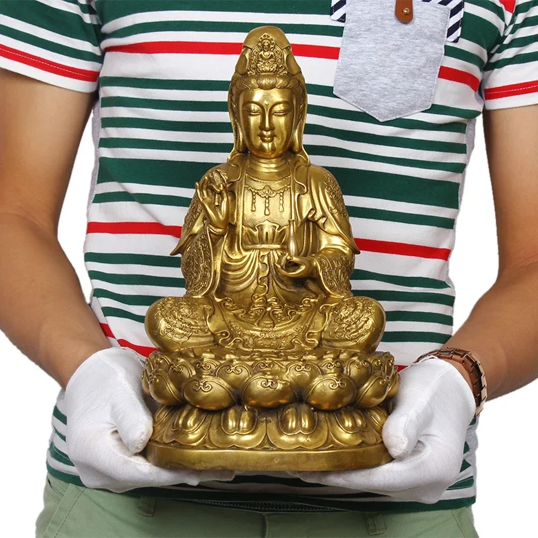 30 # bless family Safety luck Talisman office home shop efficacious brass Buddhism GUANYIN statue