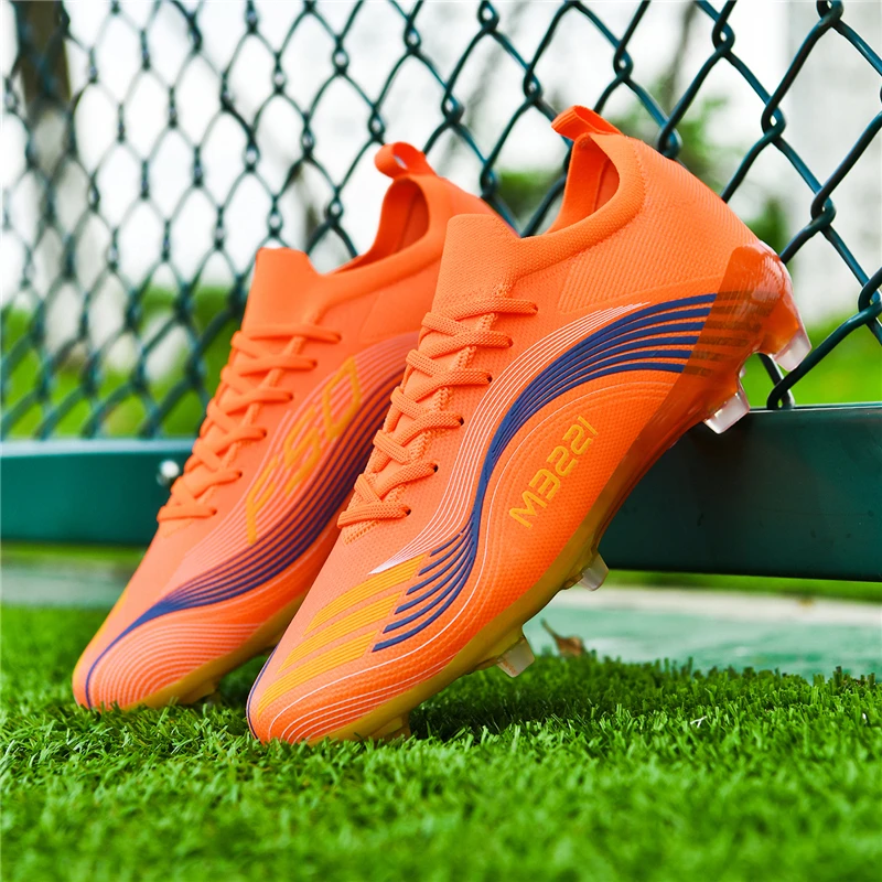 

8532 Outdoor Mens Soccer Shoes Pink TF/FG Training Football Sneakers for Youth Turf Soccer Cleats Chuteira Campo 35-45