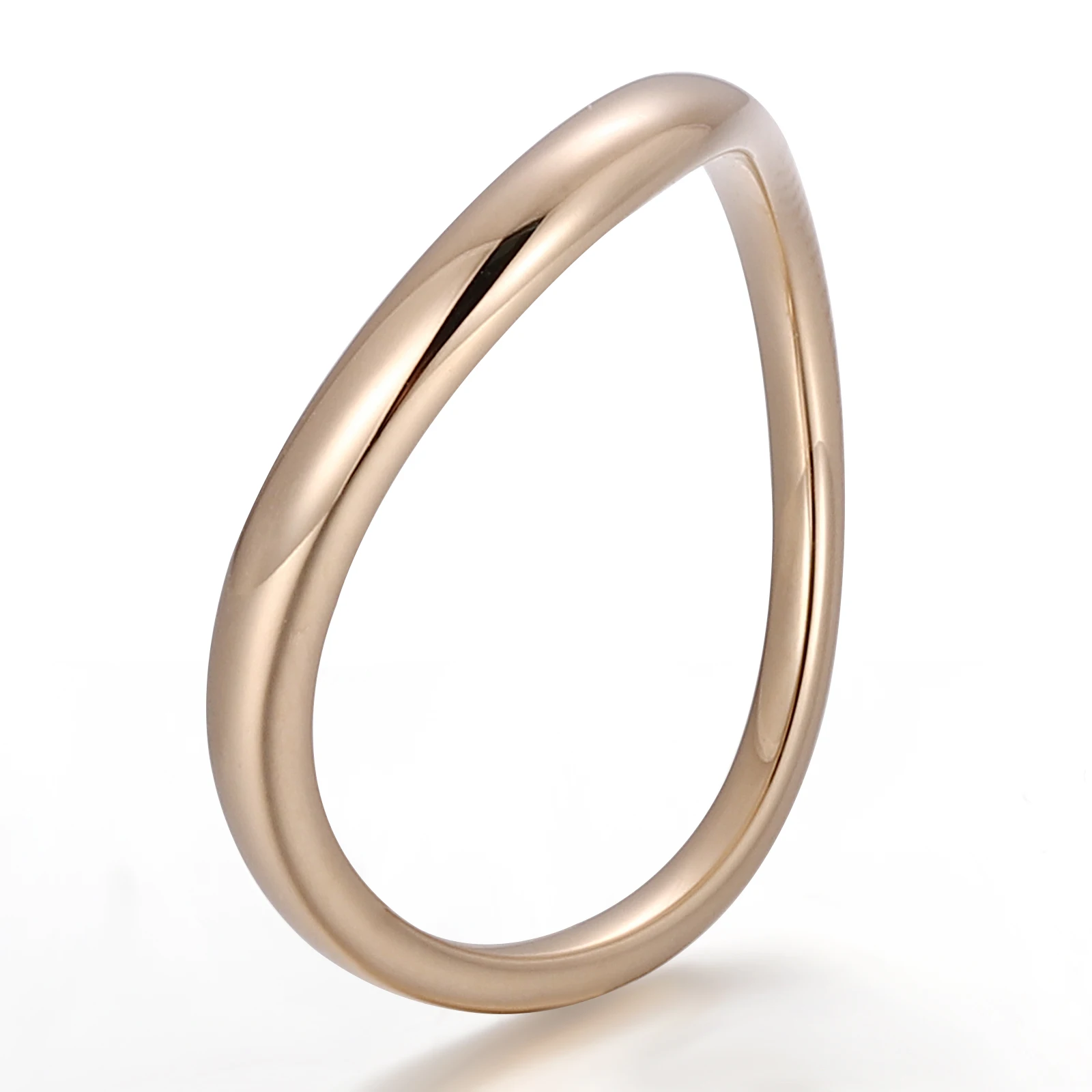 Provence AU585 Solid Gold Wedding Band for Women 14K Promise Rings for Women DIY Smooth ring Custom Twisted Ring Statement Rings