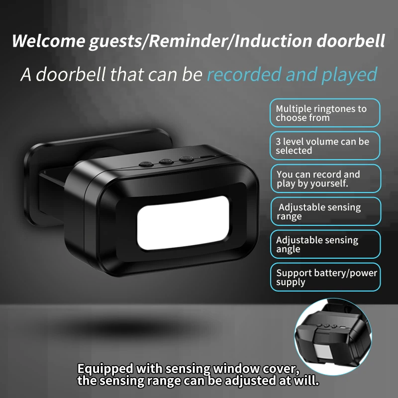 

CACAZI Sensor Motion Doorbell Switch Infrared Business Door Bell for Store Wireless PIR Voice Prompter Visitor Welcome Guest