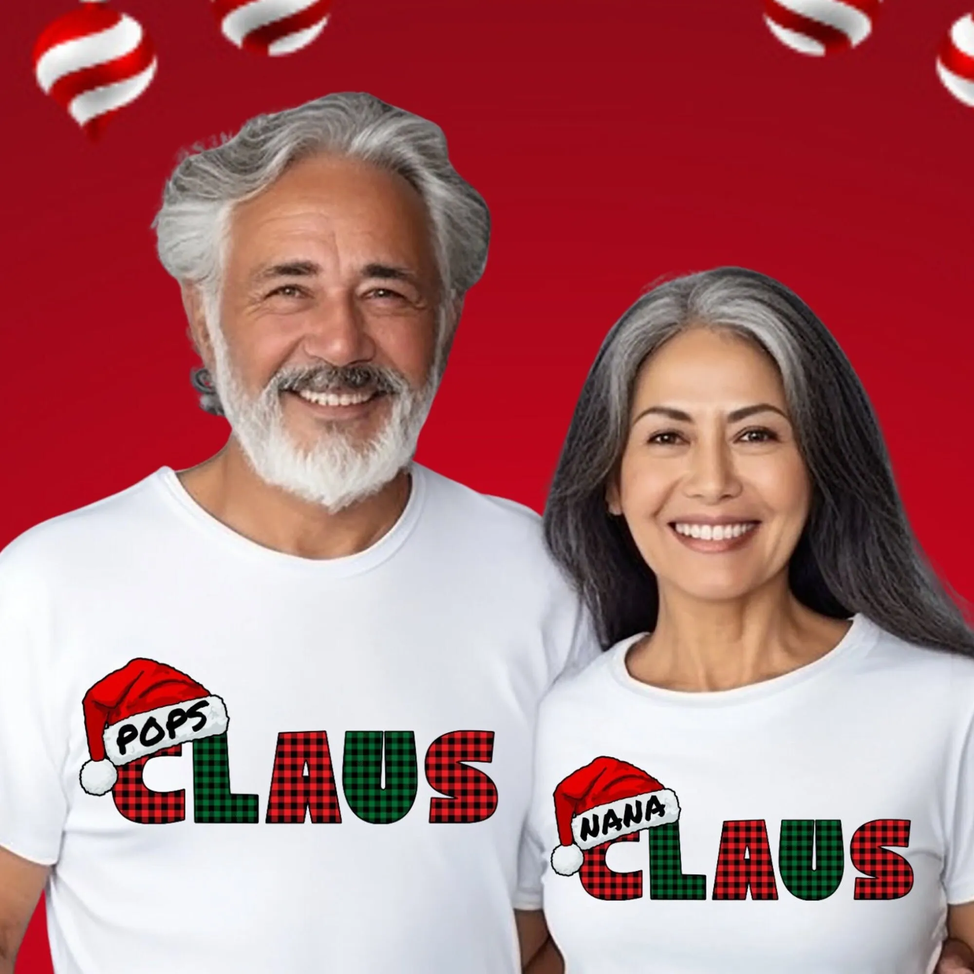 Personalized Christmas Claus T Shirt Holiday Grandparent Family Santa Nana