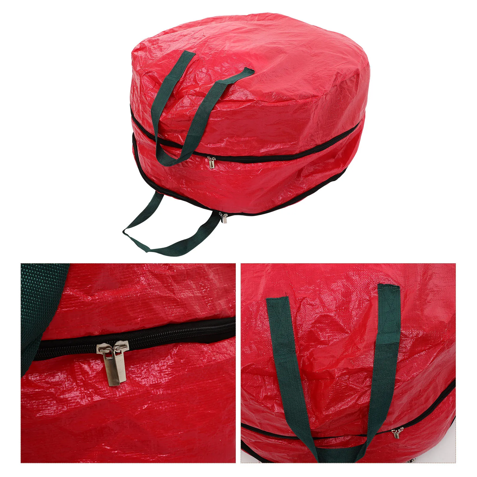 

Double Layer Christmas Wreath Storage Container Round Oxford Cloth Large Zippered Garland Holder Waterproof