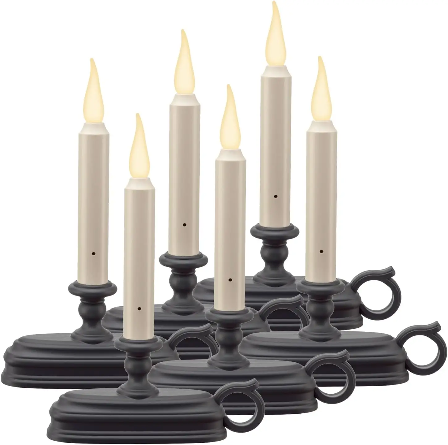 Battery Operated Candles Bronze Window Six Pack Realistic Flame