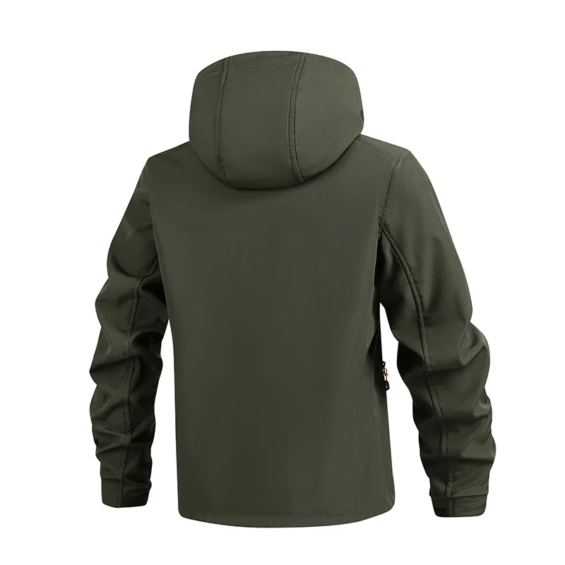 Men's Hooded Softshell Jacket Waterproof Lightweight Insulated Windbreaker Fleece Lined Rain Shell Jacket for Hiking Camping
