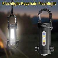 Portable Mini COB Ultra Bright Rechargeable LED Flashlight Keychain Waterproof Camping Pocket Lamp Keyring Hanging Light