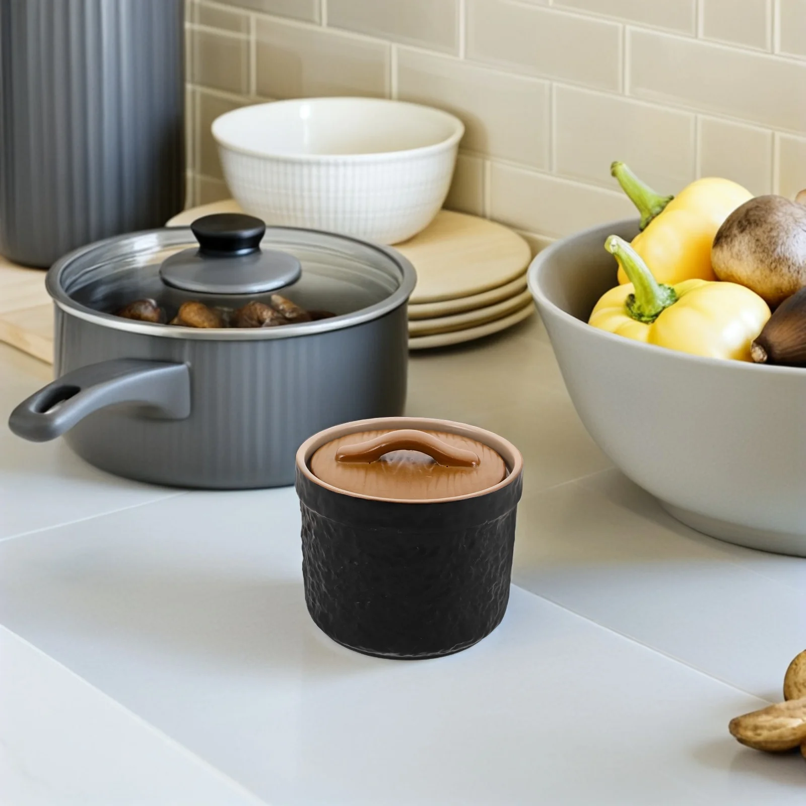 

Ceramic Stew Pot Lid Cooking Porcelain Soup Bowl 300ml Steaming Cup Healthy Nourishing Soup Water Separation Cooking