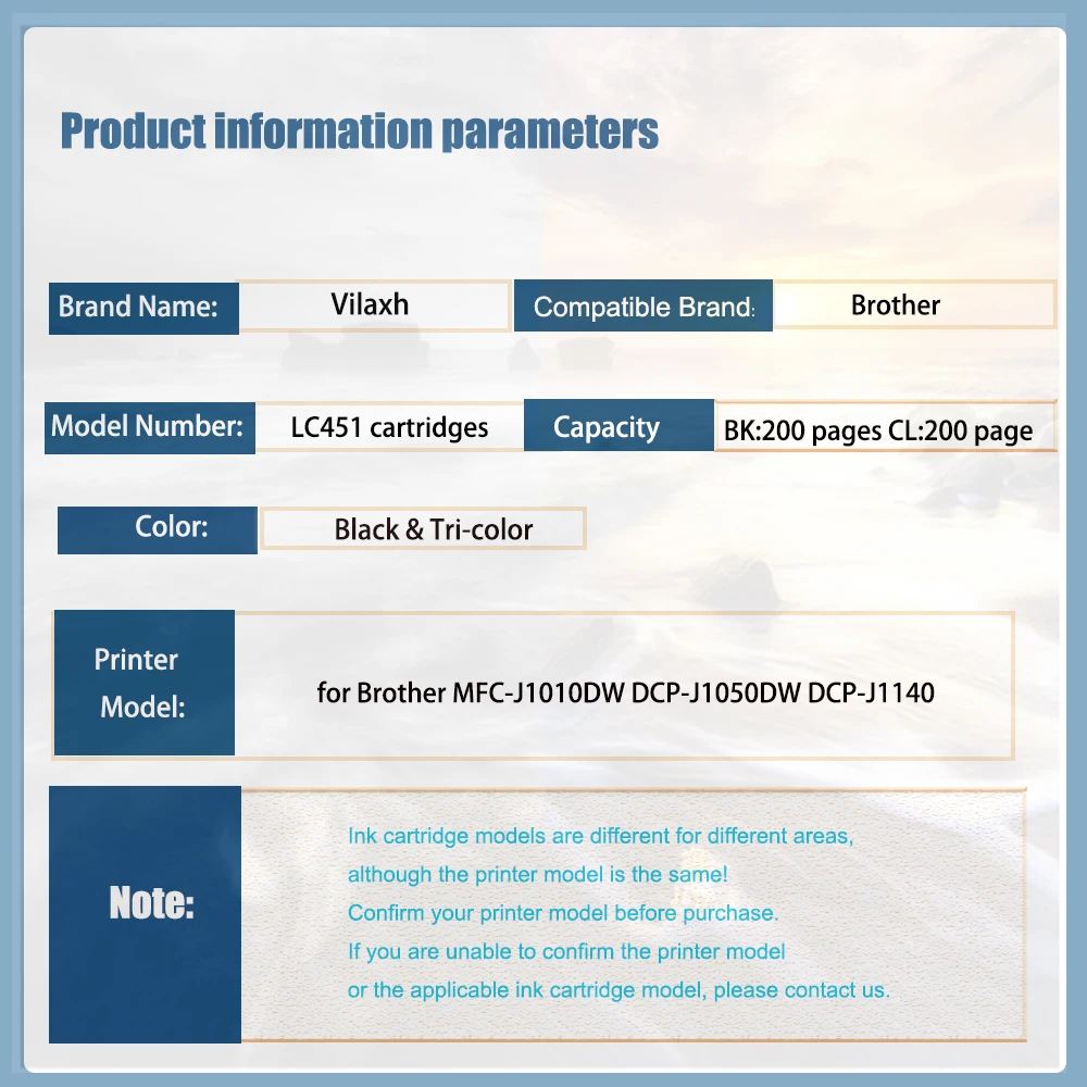 Vilaxh Standard capacity LC451 LC 451Premium Compatible Printer Ink Cartridge for Brother MFC-J1010DW DCP-J1050DW DCP-J1140