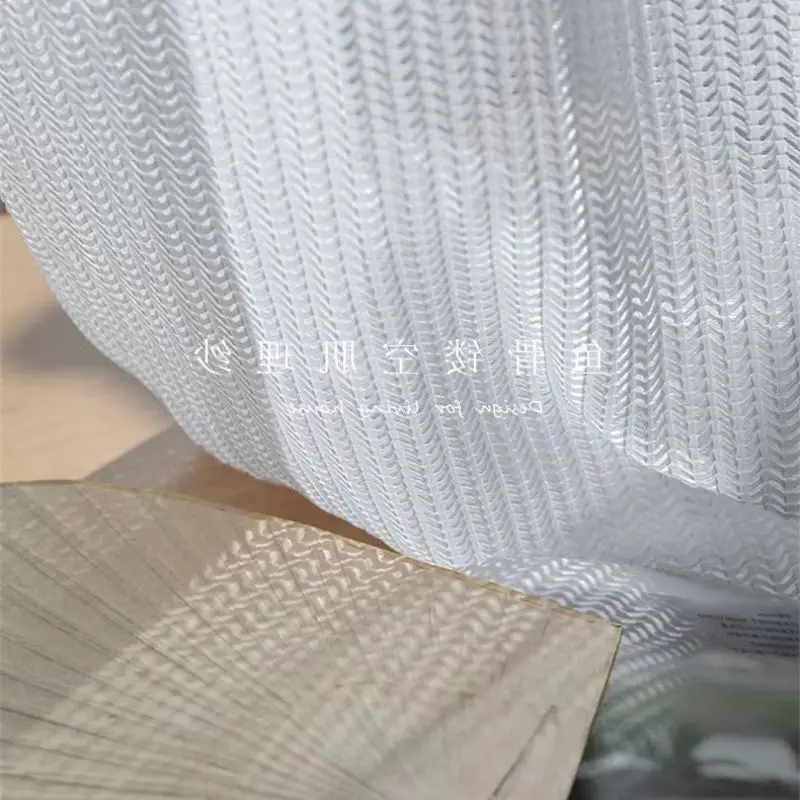 Japanese Style Simple Modern Fishbone Hollow Sheer Balcony White Translucent Bedroom Bay Window Curtains Living Room