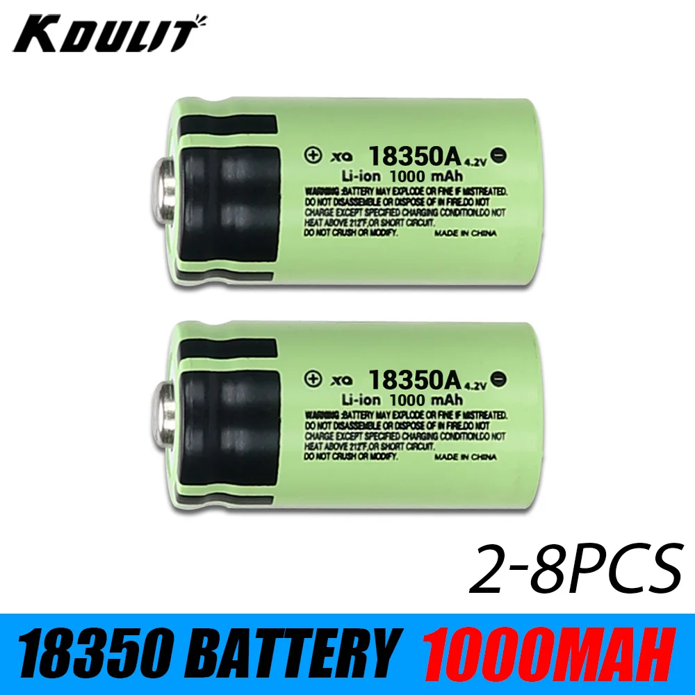 Rechargeable 1000mAh 4.2V 18350 Battery Power Batteries 3C Discharge 18350 HD Cell Lithium Battery with a T6 Gift LED Flashlight