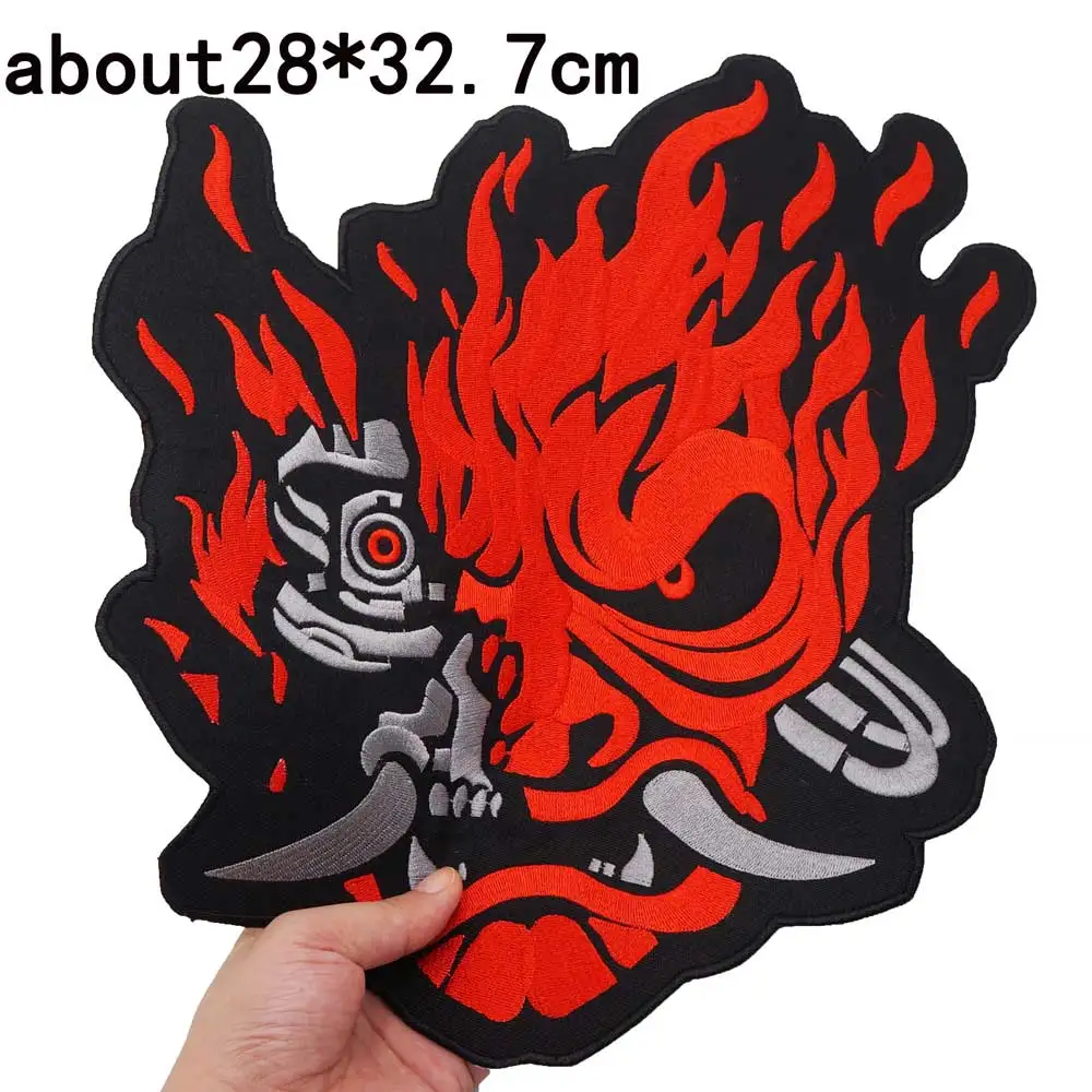 Cyberpunk handsome Embroidered large Patches Applique Sewing and iron Hip Hop punk biker Band Rock Clothes Essential item