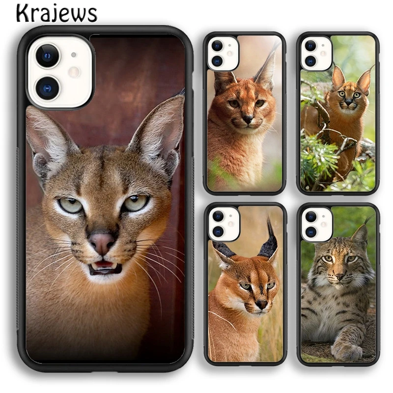 Krajews africano Lyn Caracal Big Cat funda de teléfono para iPhone 17 Air 16 15 14 plus 11 12 13 pro ma coque Fundas