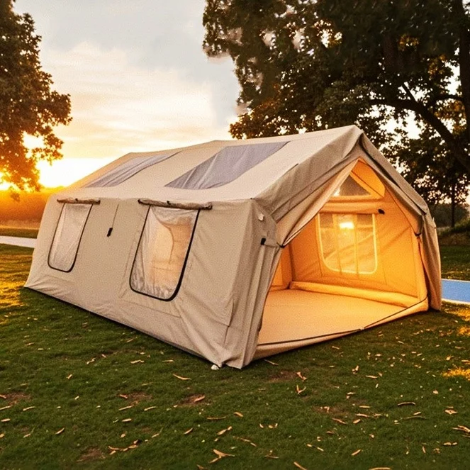 

Equipment Smart Library Newest 17.2 Large Two Rooms Removable Door Inflatable Tent Outdoor Family Camping Waterproof Tent