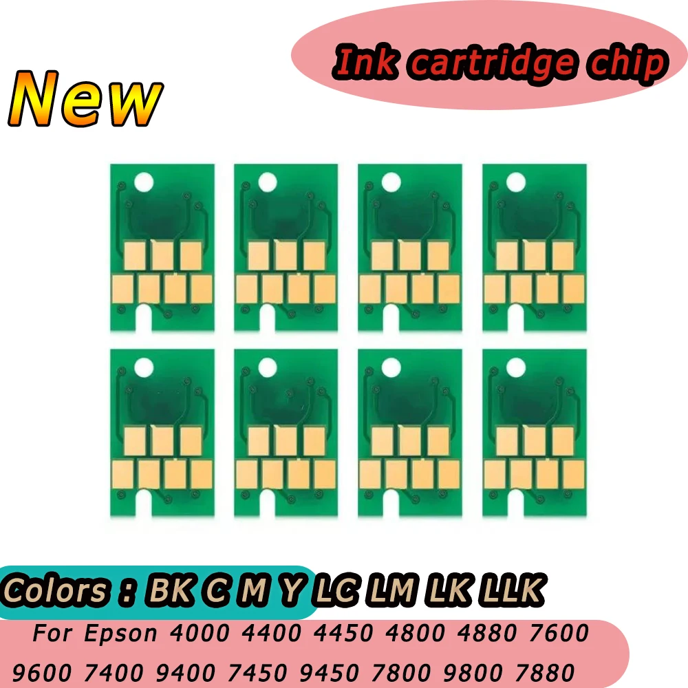 8 pcs Ink Cartridge Chip Reset Chip For Epson Stylus Pro 4000 4400 4450 4800 4880 7800 7880 9800 9880 7600 9600 7400 Printer