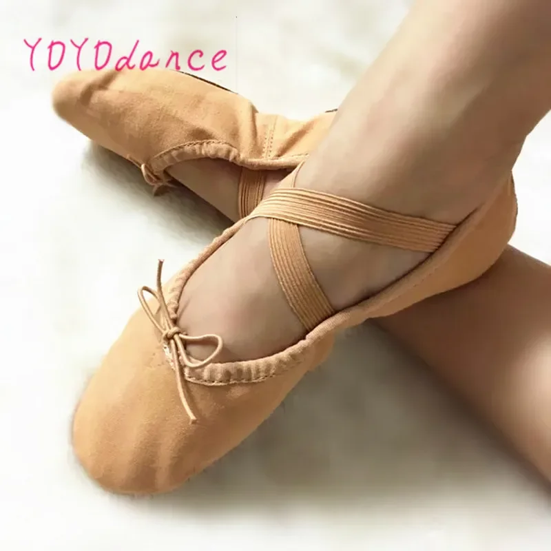 Atacado lona dividida sola sapatos de dança chinelo de balé