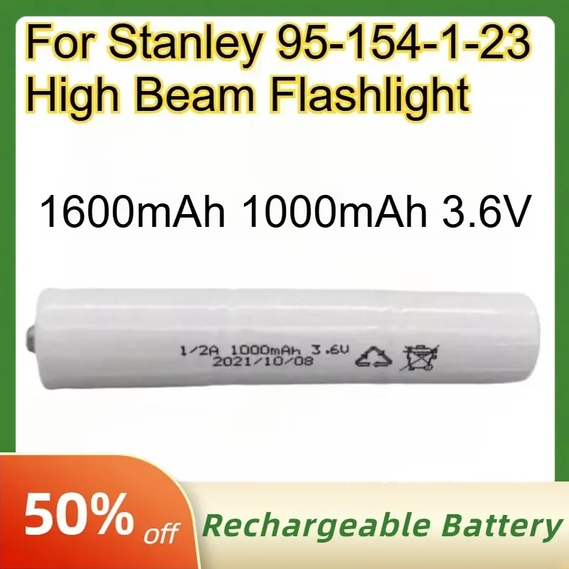 1/2A Lithium-ion Battery 1600mAh 1000mAh 3.6V for Stanley 95-154-1-23 High Beam Flashlight Rechargeable Batteries