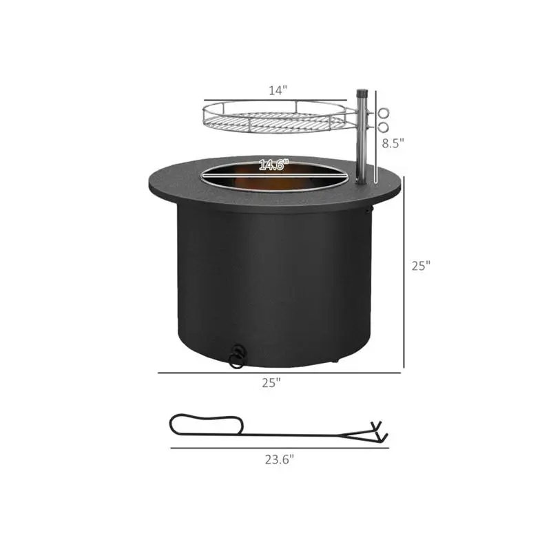 Poisson de foyer extérieur portable pour le camping dans l'arrière-cour - Idéal pour le chauffage et la cuisine - Conception en acier durable