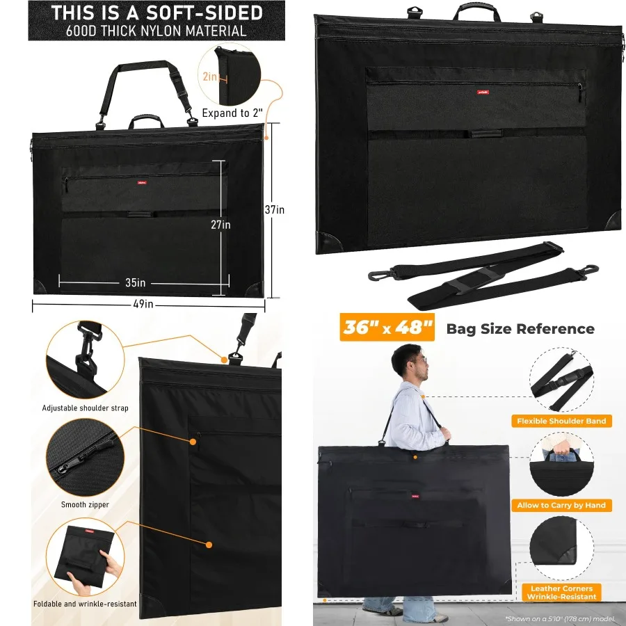 

Extra Large Art Portfolio Bag 36 x 48 for Canvas Poster Sketching and Drawing - Lightweight Design with Detachable Shoulder Str