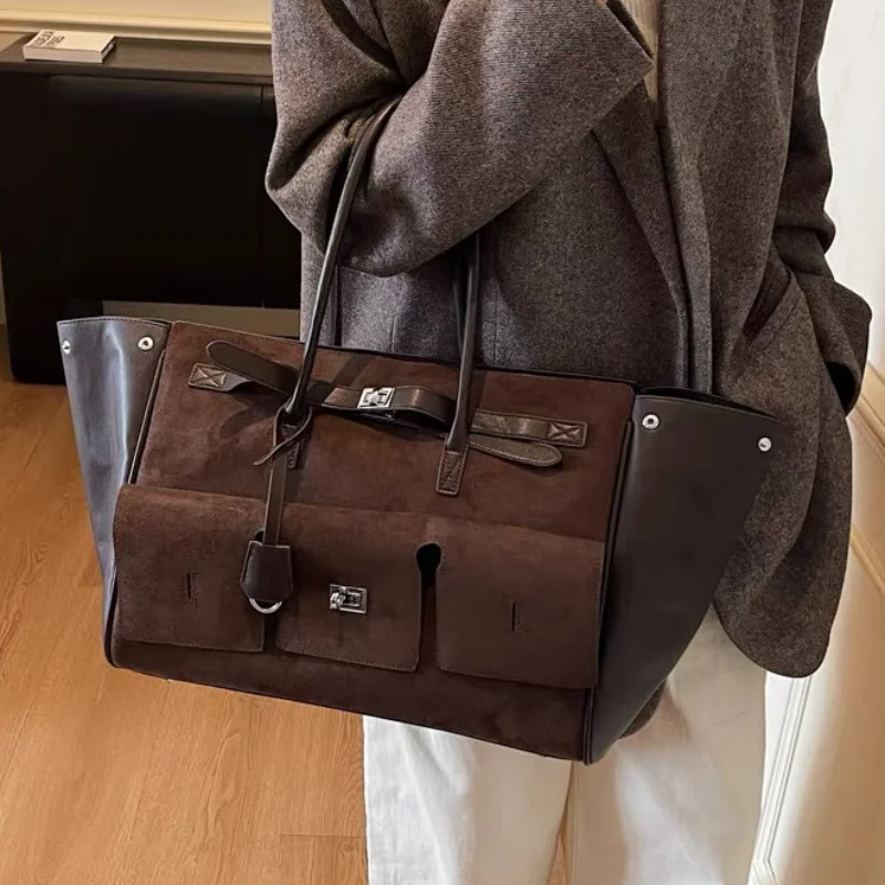 

Fashion Top Handle Women's Soft Tote Luxury Frosted Wing Handbag Large Shoulder Bag Designer Lock Handbags For Travel Shopping