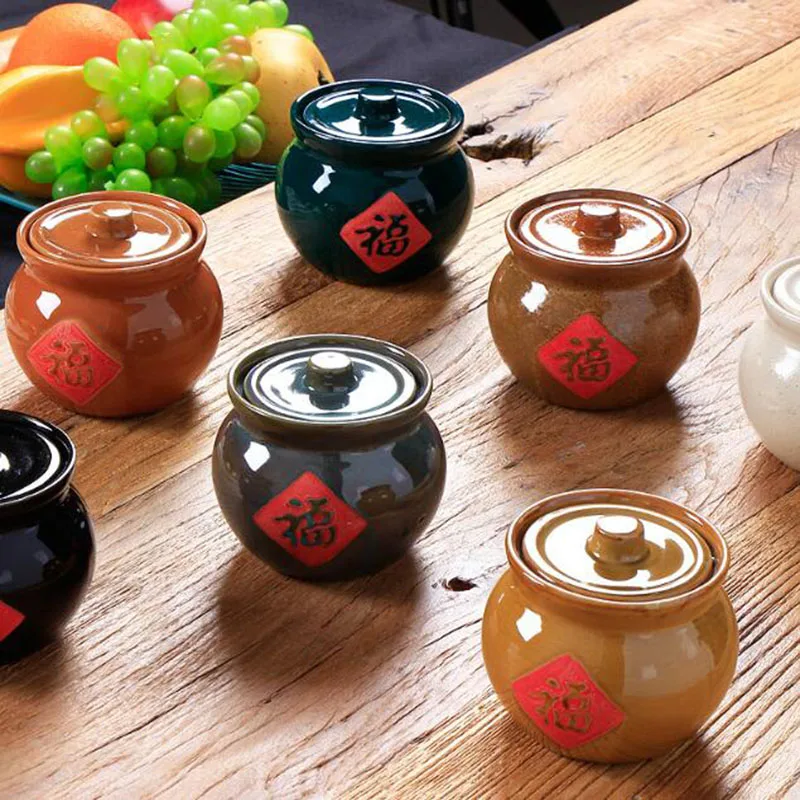 Creative Porcelain Small Crock Seasoning Jar Soup Jar Salt Pepper Holder Seasoning Bottle Kitchen Table Decoration
