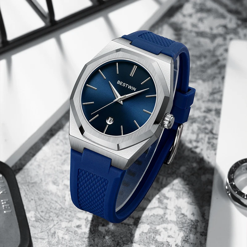 ساعة كرونوغراف رجالية رياضية عصرية مقاومة للماء من السيليكون كوارتز من أفضل العلامات التجارية الفاخرة مع التاريخ - Reloj Para Hombre 2025 #1