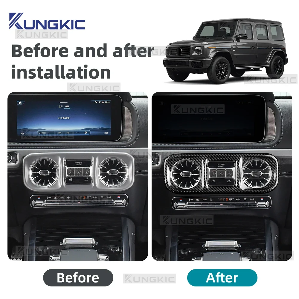 Real Hard Carbon Fiber For Mercedes Benz G-Class W465 G63 G580 G500 2025 2026 2027 Trim Cover Car Center Console Air Vent Frame