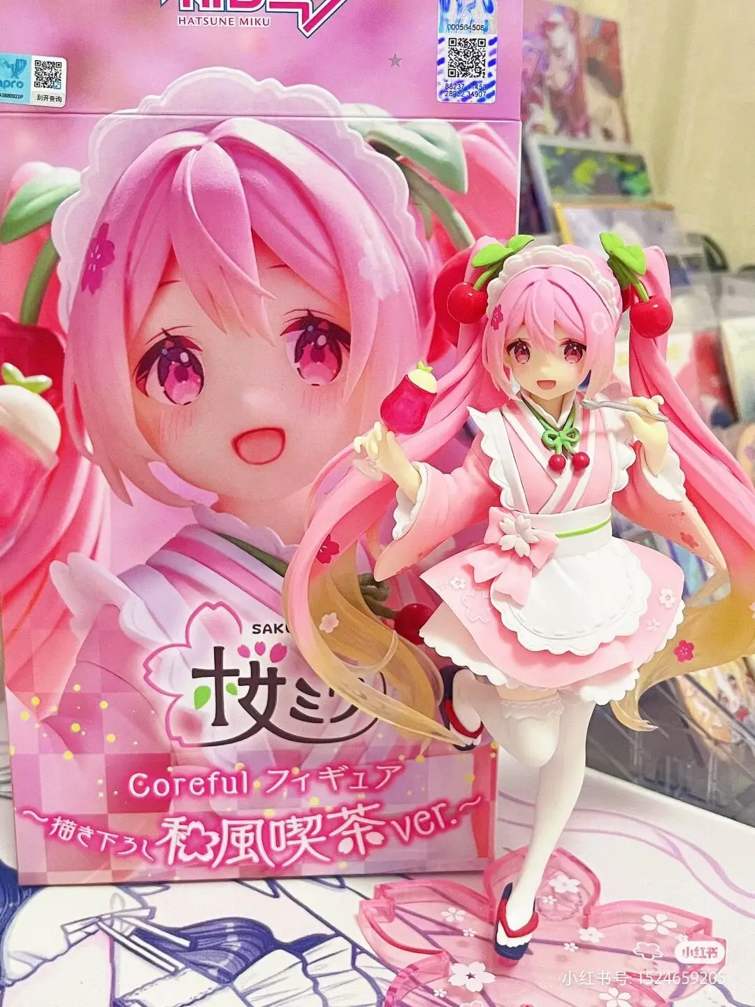 Original Taito Hatsune Miku Sakura Wafuu Kissa Ver. Maid Coreful Anime Figure Milku Model Collectible Toys Kawaii Gift 18cm