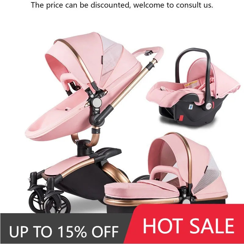 

2025 Hot Sale High View Foldable Chinese Supplier Directly Sale Luxury OEM Customized 3 In 1 With Car Seat Baby Stroller