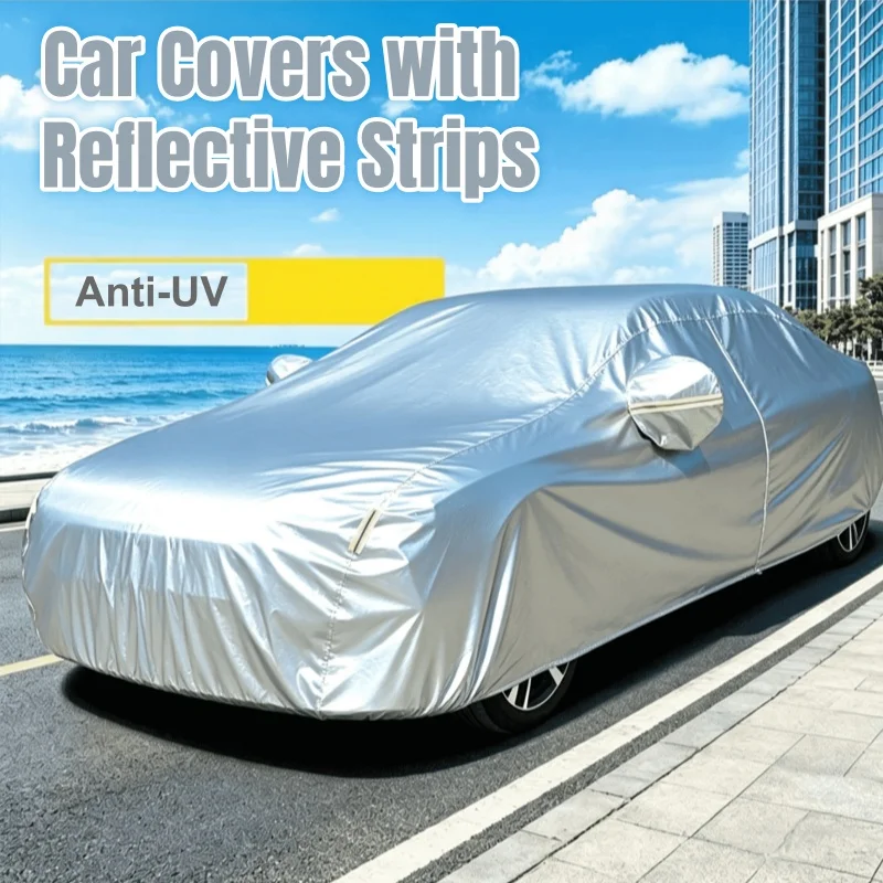 All‑in‑One Full Car Cover Silver Coating Anti‑UV Sunshade Waterproof Dust Resistant Full Wrap Automobile SUV Protective Cover