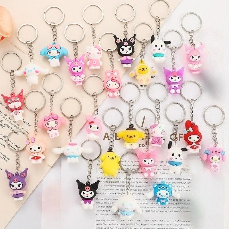 

Kawaii Hello Kitty Keychain Christmas Backpack Pendant Cute Cartoon Anime Desktop Decoration Wholesale of Gifts Girl Students