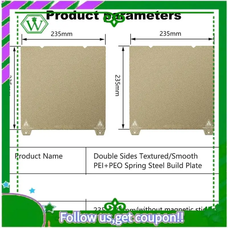 Reliable-H1H 3D Printer Platform K1 K1C Sheet 235X235mm,Smooth H1H Build Plate Spring Steel Print Bed