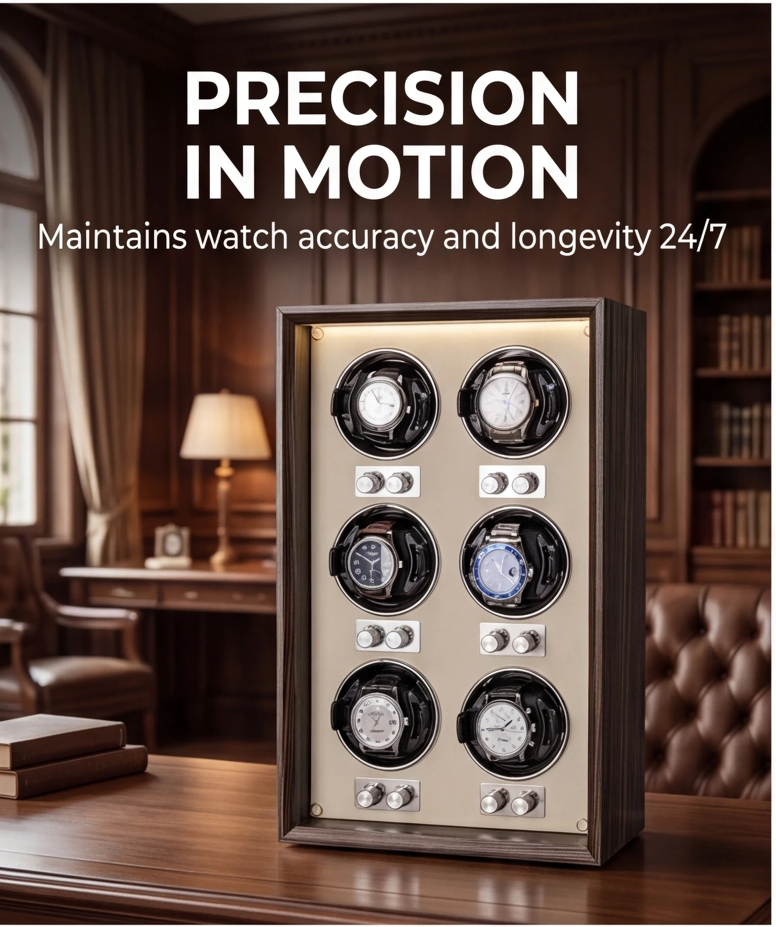 Lorvo Luxury Wood Watch Winder Automatic Rotation 5 Modes Anti Magnetic Dual Power Type-C Battery Watch Storage Case
