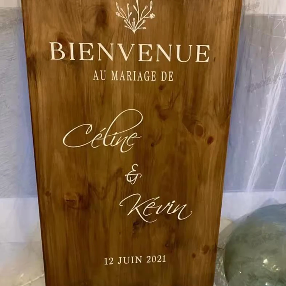 

Bienvenue Wedding Welcome Sign Vinyl Sticker Custom Name Date Vinyl Decal Diy Mirrors Wedding Party Decor French Mural