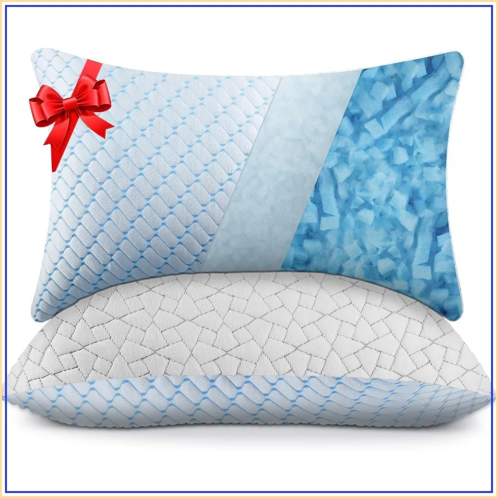 Adjustable King Size Cooling Pillows 2 Pack - Memory Foam for Side, Back & Stomach Sleepers, 20x36