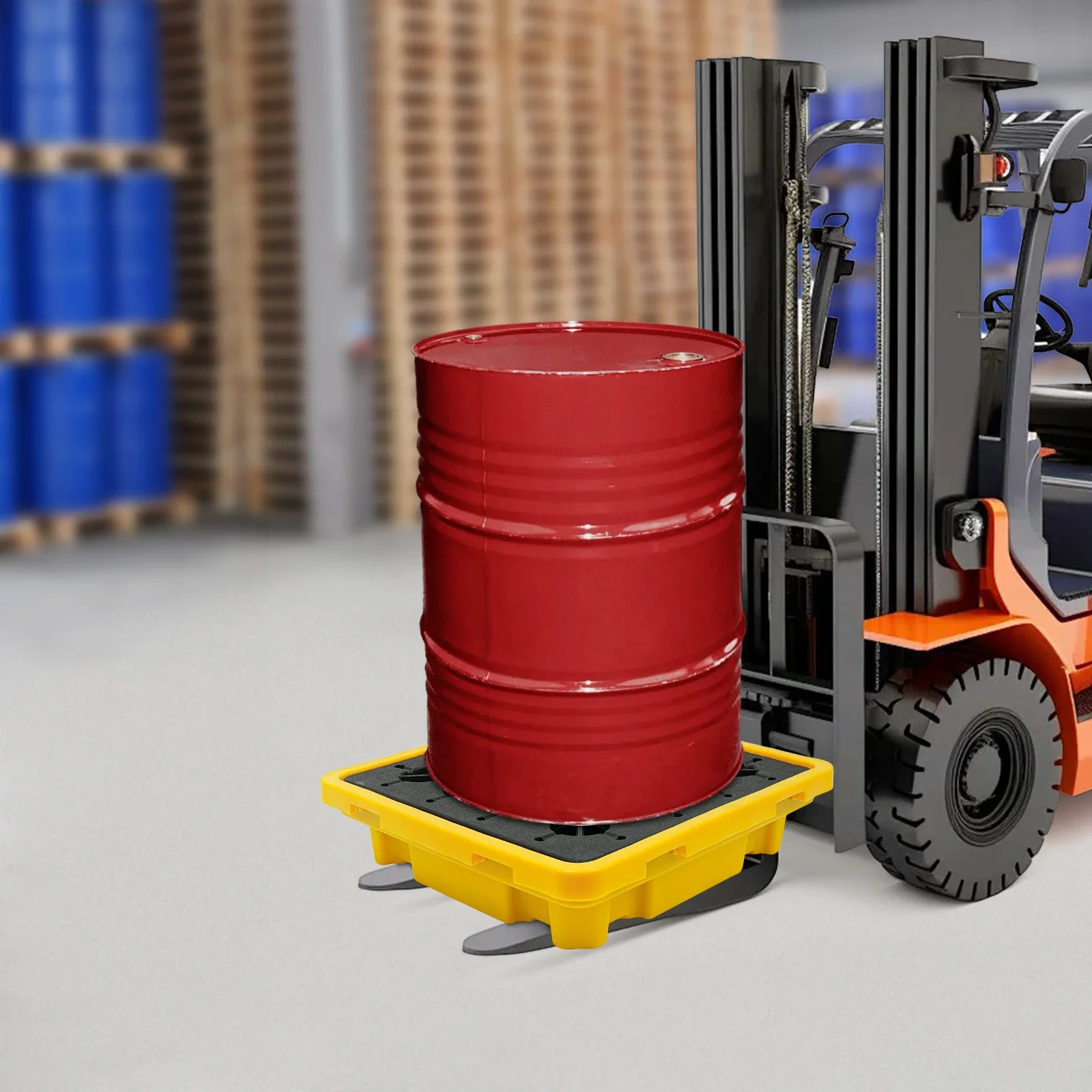 

Spill Containment Platform, Spill Containment Pallet, Yellow and Black Spill Containment Pallet