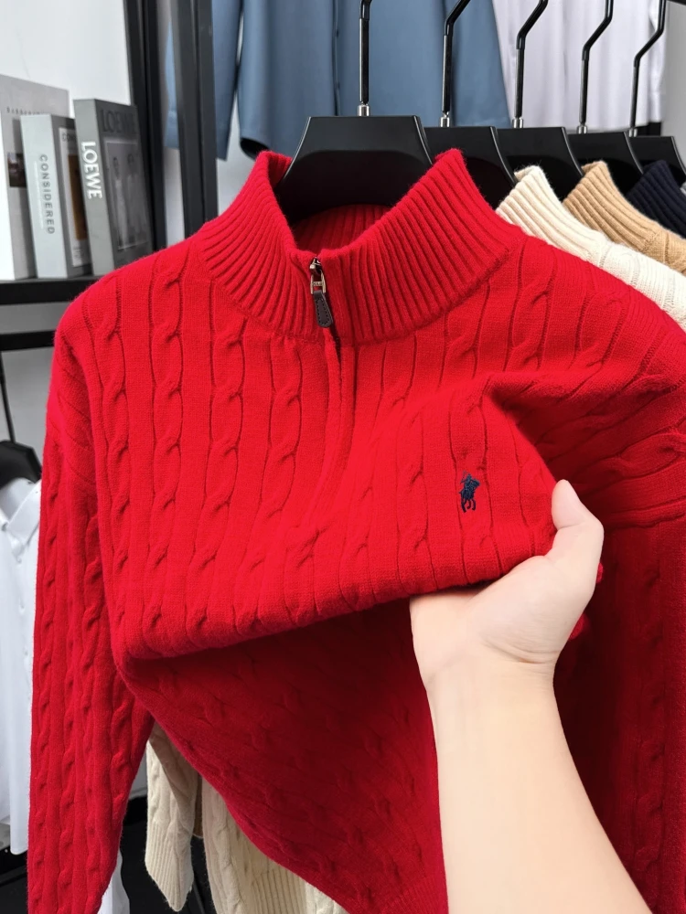 Luxusmarke Reißverschluss Stehkragen Pullover Herren Designer exquisite Paul Stickerei Mode lässig Winter warm Strickpullover