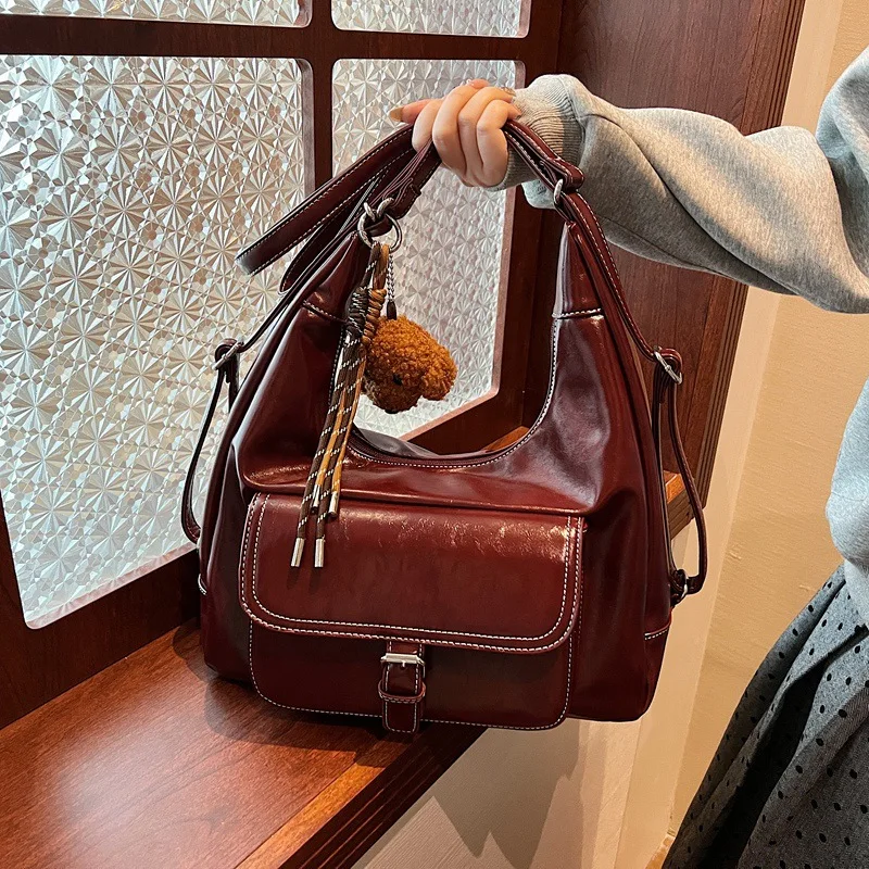 

PU Retro Commuter Tote Bag for Women - Winter 2025 Fashion Shoulder Bag, Large Capacity Premium Work Purse