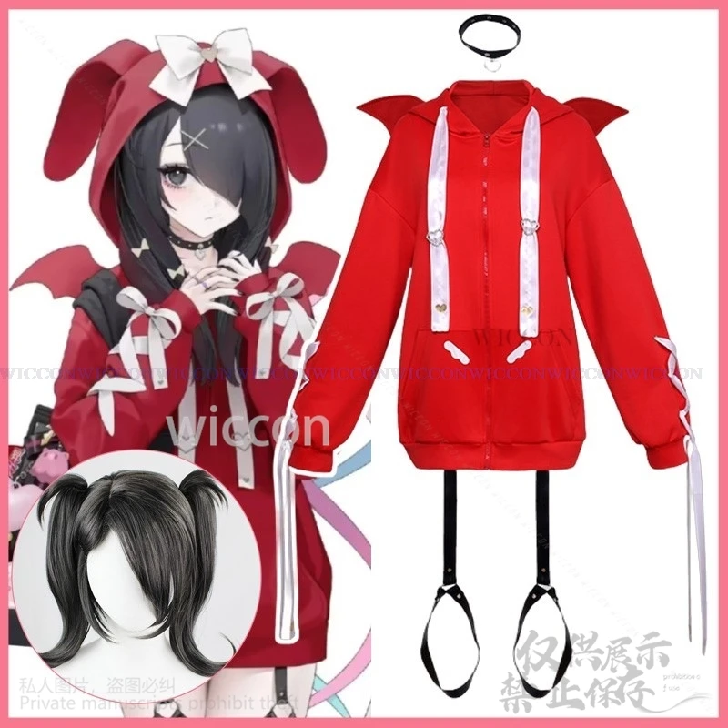 

Игра Needy Girl Overdose Косплей Костюм Ame KAngel для девочек Парики Одежда для рождественской вечеринки Красная толстовка с капюшоном для женщин