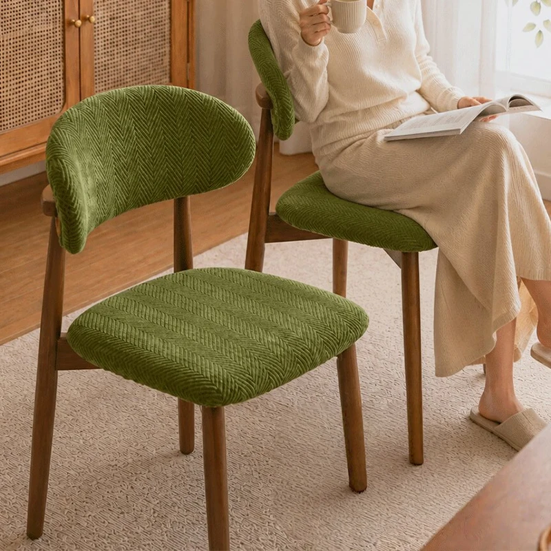 Senior Solid Color C Shaped Backrest Chair Cover Elastic Removable Wood Chair Slipcovers Dustproof Seat Protector Home Decor