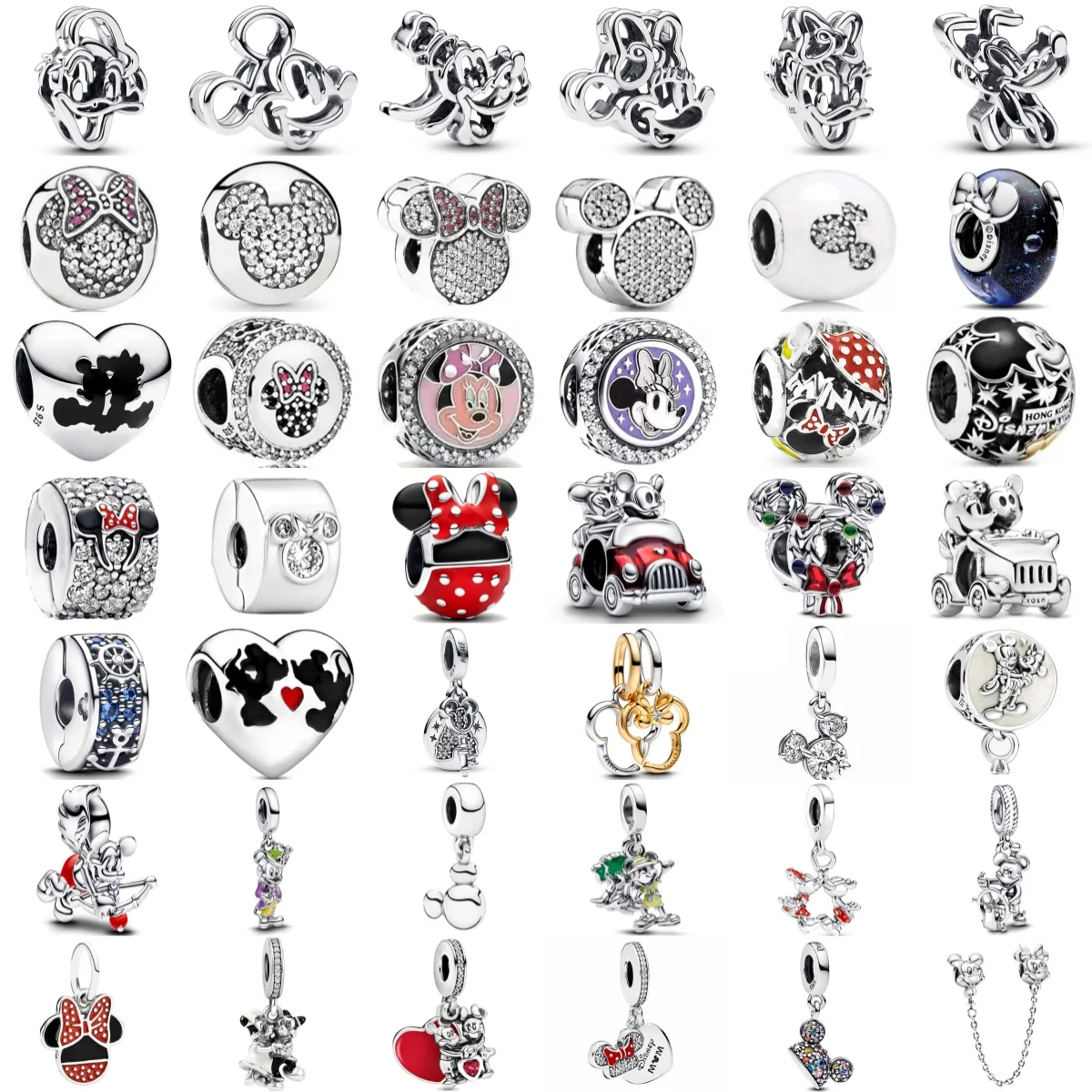 

2025 Mini Disney 925 Серебряная повязка для волос с Микки Маусом, автомобильная защитная цепочка, зажим, подвеска, подходит для оригинального браслета, женские ювелирные изделия своими руками