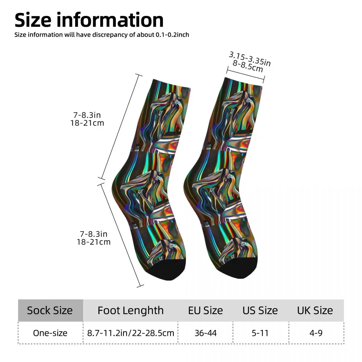 Holographic Reflections Bath Mat Socks Travel 3D Print Boy Mid-calf Sock