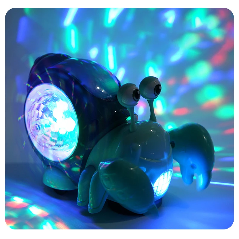 Crawling Crab Kids Toys with Music LED Light Up Interactive Musical Toys for Toddler Baby Electronic Pets Moving Crawling Toys