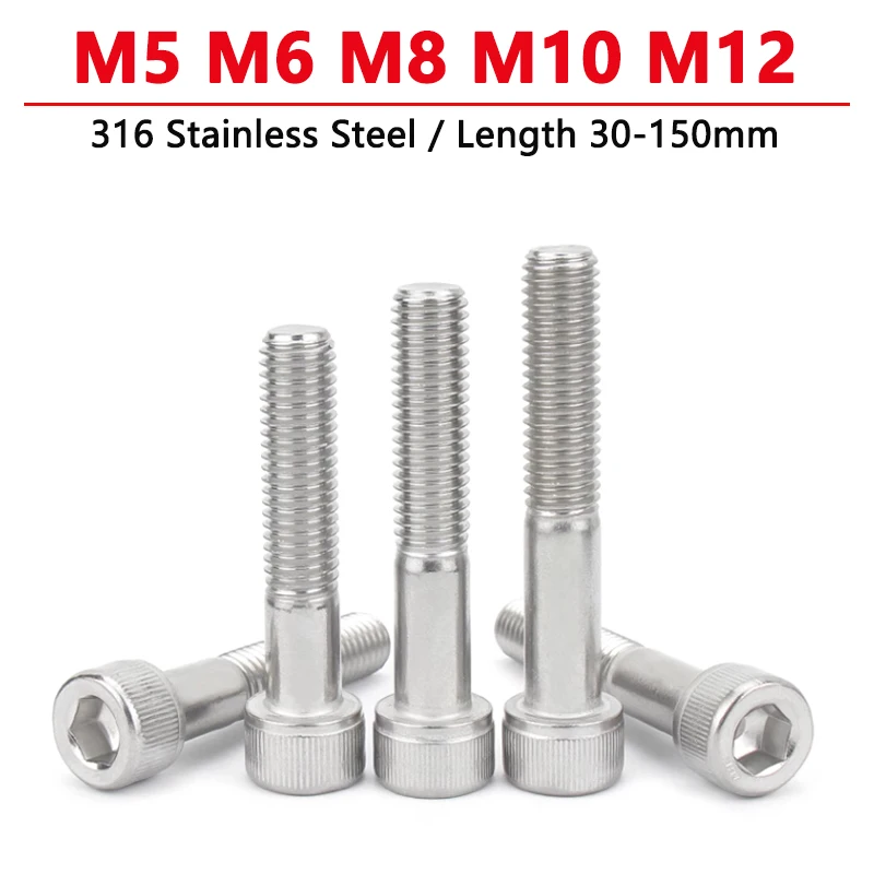 

M5 M6 M8 M10 M12 316 Stainless Steel Partially Threaded Hexagon Hex Socket Head Screws Allen Bolts Half Tooth Screw L=30-150mm