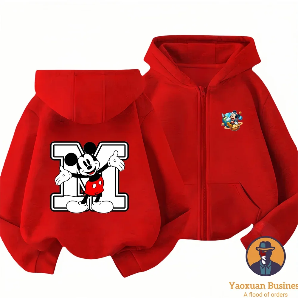 Sweats à capuche imprimés Disney Mickey Mouse, sweats à capuche à la mode Disney, sweats à capuche décontractés à fermeture éclair pour hommes et femmes, sweat-shirts