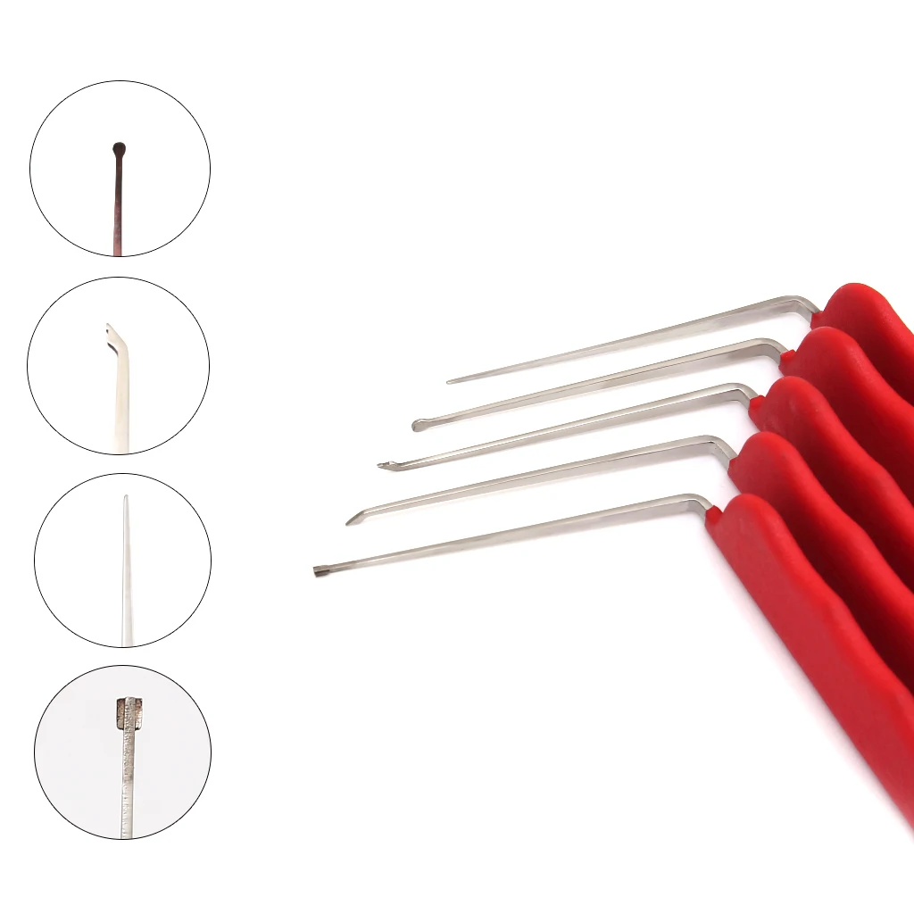 Car Essential Tool Set With Light, 5 Maintenance Hooks, Anti-Slip Model, Light Thousand Lights L Type Needle+Fiber Magnifier