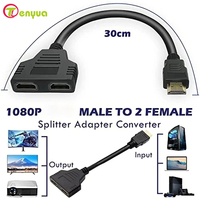 HD 1080P HD Splitter Dual Port 1 in 2 Out Cable Male To Female HDTV Adapter For Laptop TV Box Monitor HD-Compatible Splitter
